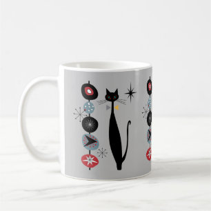 Retro Atoma Mitte Jahrhundert Moderne Coole Katze Kaffeetasse