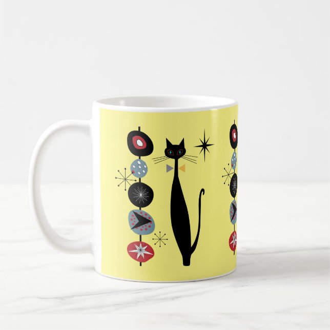 Retro Atoma Mitte Jahrhundert Moderne Coole Katze  Kaffeetasse (Links)
