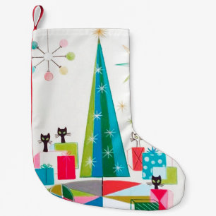 Retro Atoma Mitte Jahrhundert Moderne Weihnachten Kleiner Weihnachtsstrumpf