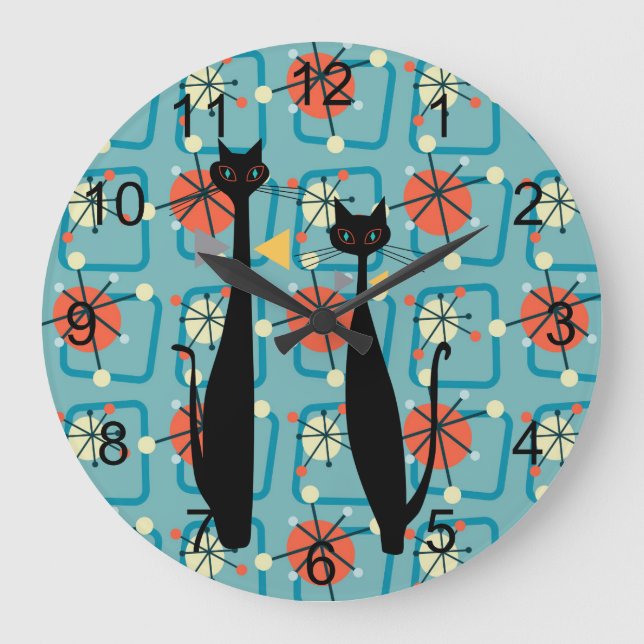 Retro Atomära-Mitte des Jahrhunderts moderne coole Große Wanduhr (Vorderseite)