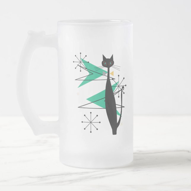 Retro Atomära-Mitte des Jahrhunderts moderne coole Mattglas Bierglas (Links)