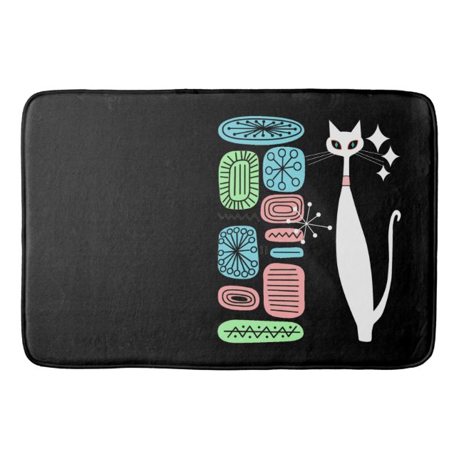 Retro Atomära-Mitte- des Jahrhundertsmoderne coole Badematte (Vorderseite)