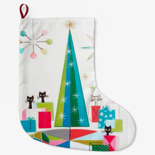 Retro Atomära-Mitte- des Jahrhundertsmodernes Großer Weihnachtsstrumpf