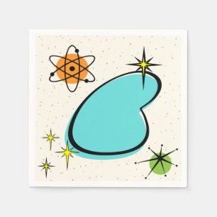Retro Atombumerang und Sternexplosionen Papier Nap Serviette