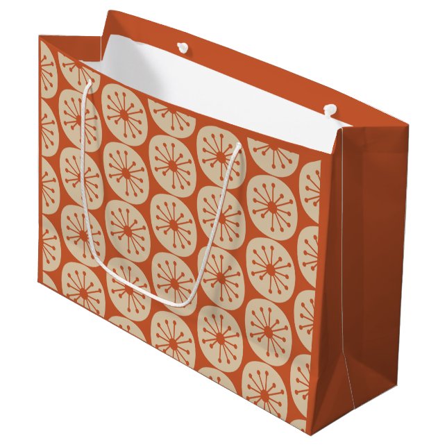 Retro Atomdots Mitte des Jahrhunderts Modernes Mus Große Geschenktüte (Vorderseite Schrägansicht)