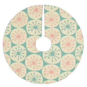 Retro Atomdots Mitteljahrhundert Moderner 50er Ros Polyester Weihnachtsbaumdecke
