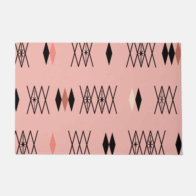 Retro Atomera Diamonds Muster rosa Fußmatte (Vorderseite)