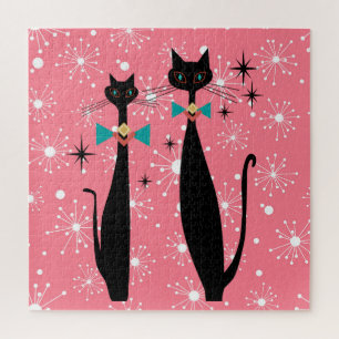 Retro Atomera Mitte Jahrhundert Moderne Coole Katz Puzzle