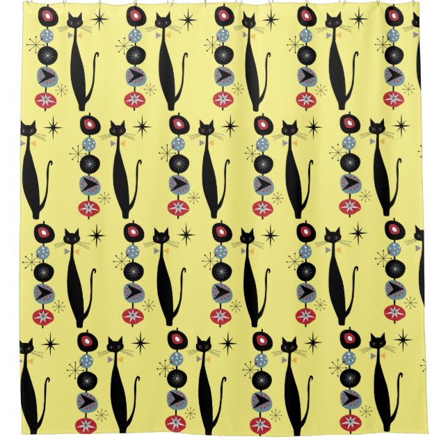 Retro Atomera Mitte Jahrhundert Moderne MCM Coole  Duschvorhang (Vorderseite)