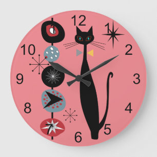 Retro Atomera Mitte Jahrhundert Moderne MCM Coole Große Wanduhr