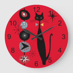 Retro Atomera Mitte Jahrhundert Moderne MCM Coole  Große Wanduhr