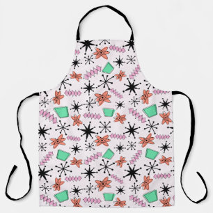 Retro Atomförmige Formen Rosa Orange und Grün Schürze