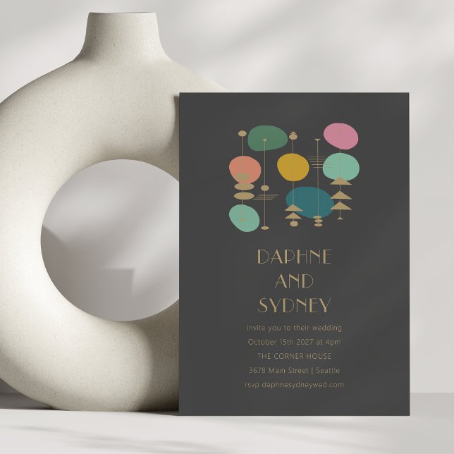 Retro Atomic Black Mid Century Moderne schicke Hoc Einladung (Von Creator hochgeladen)