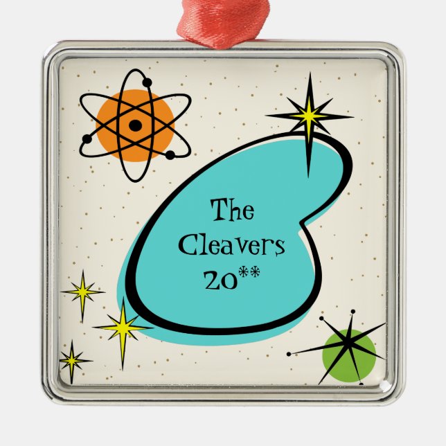 Retro Atomic Boomerang Keramik Ornament Aus Metall (Vorne)