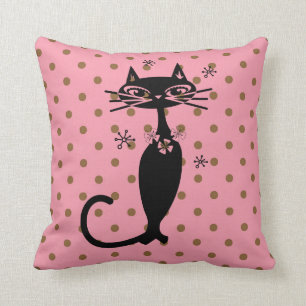 RETRO ATOMIC CAT 1950er PINK PILLOWS Kissen