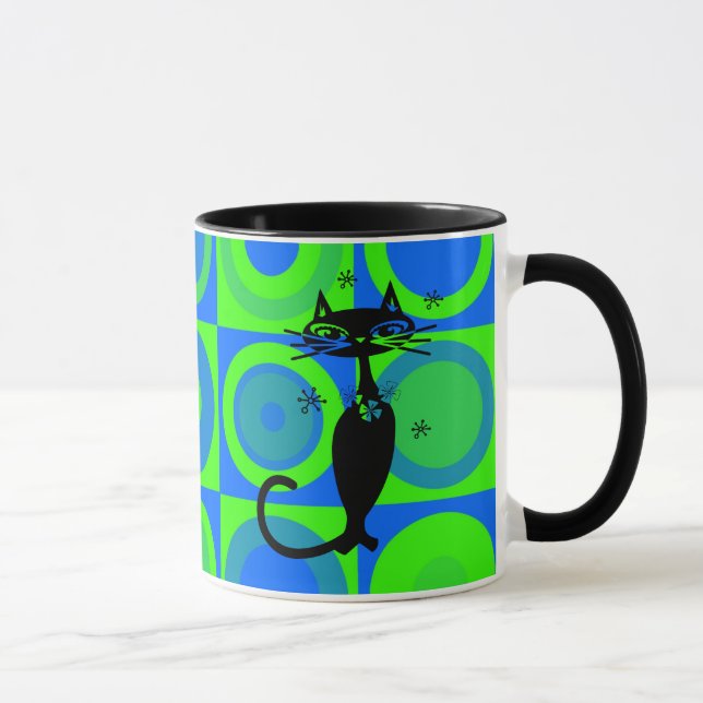 RETRO ATOMIC CAT COFFEE MUGS TASSE (Rechts)