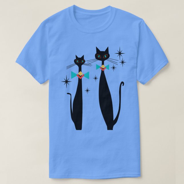 Retro Atomic Era Mid Century Modern Cool Cat Pair  T-Shirt (Design vorne)
