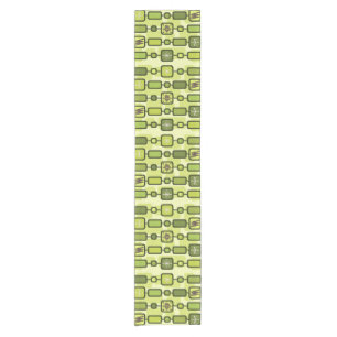 Retro Atomic Geometric Art Chartreuse Kurzer Tischläufer