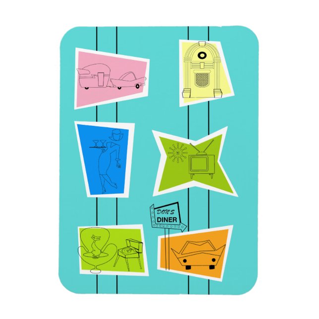 Retro Atomic Kitsch Flexible Magnet (Vertikal)