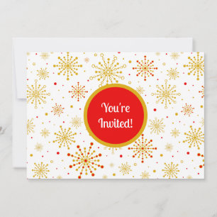 Retro Atomic Mid Century Mod Red & Gold Sternexplo Einladung