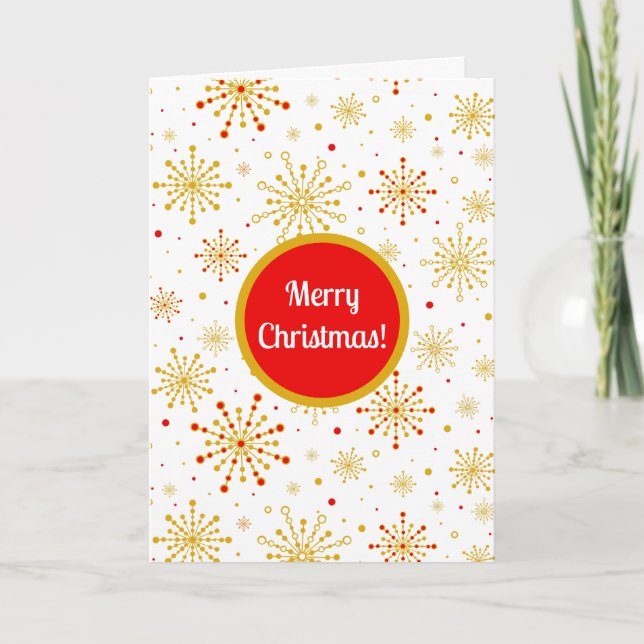 Retro Atomic Mid Century Mod Red & Gold Sternexplo Karte (Vorderseite)