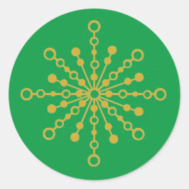 Retro Atomic Mid Century Mod Red & Gold Sternexplo Runder Aufkleber