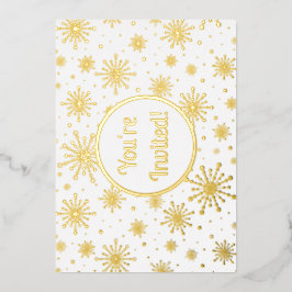 Retro Atomic Mid Century Mod Sternexplosion Gold Folieneinladung