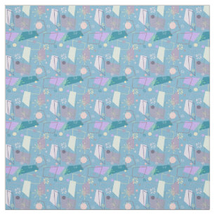 Retro Atomic Pattern der 50er Jahre in Blau und Li Stoff