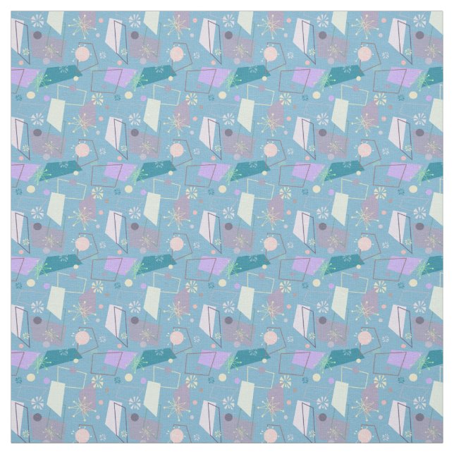 Retro Atomic Pattern der 50er Jahre in Blau und Li Stoff (Muster)
