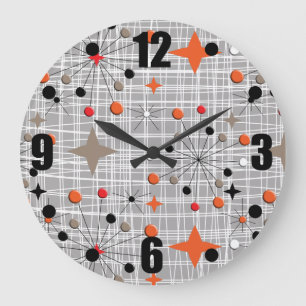 Retro Atomic Starburst Design Große Wanduhr