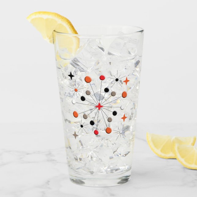 Retro Atomic Sternexplosion Modernes Muster des Mi Glas (Vorderseite Ice)
