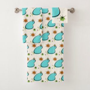 Retro Atomkugel und Sternexplosionen Handtuch Badhandtuch Set