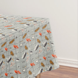 Retro Atommuster Orange Grau Schwarz Tischdecke