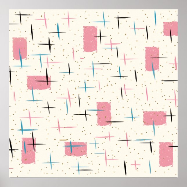 Retro Atomrosa Muster Poster (Vorne)