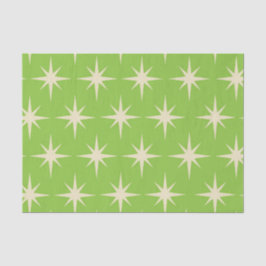 Retro Atomstars Muster auf Kalkgrün Seidenpapier