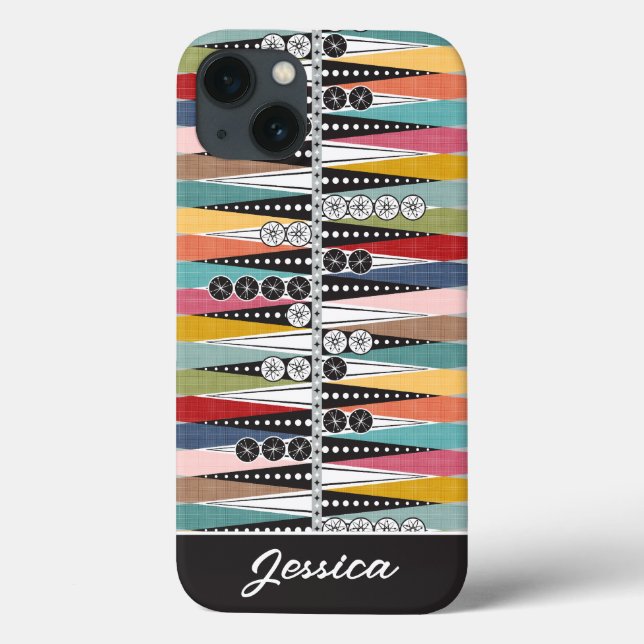 Retro-Atomzeitalter-Backgammon Case-Mate iPhone Hülle (Rückseite)
