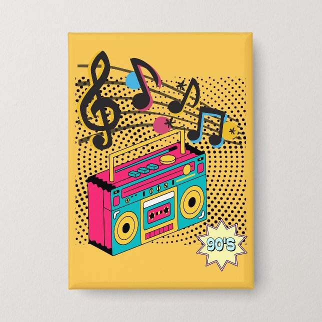 Retro Audio Boombox. Button (Vorderseite)