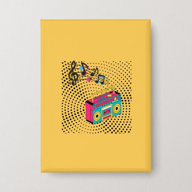 Retro Audio Boombox. Button (Vorderseite)