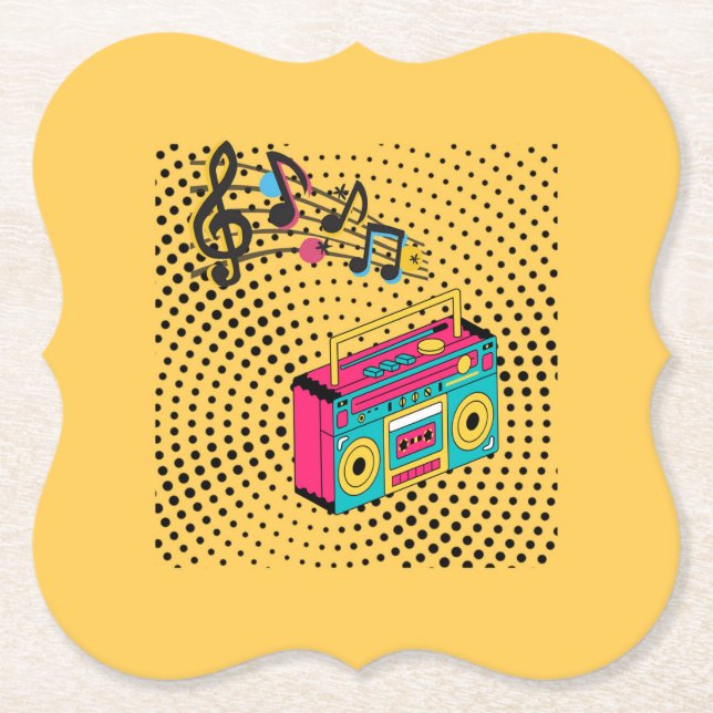 Retro Audio Boombox. Untersetzer (Vorderseite)