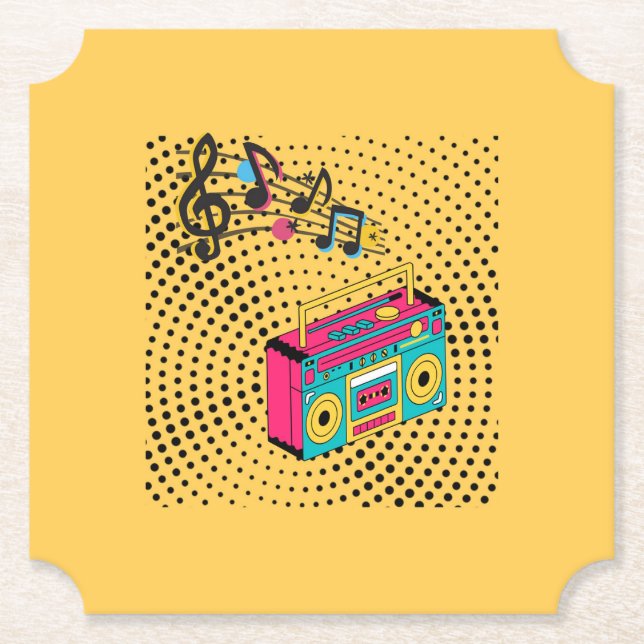 Retro Audio Boombox. Untersetzer (Vorderseite)