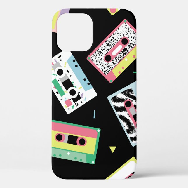 Retro-Audiobänder, 80er-Stil-Muster. Case-Mate iPhone Hülle (Rückseite)