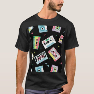 Retro-Audiobänder, 80er-Stil-Muster. T-Shirt