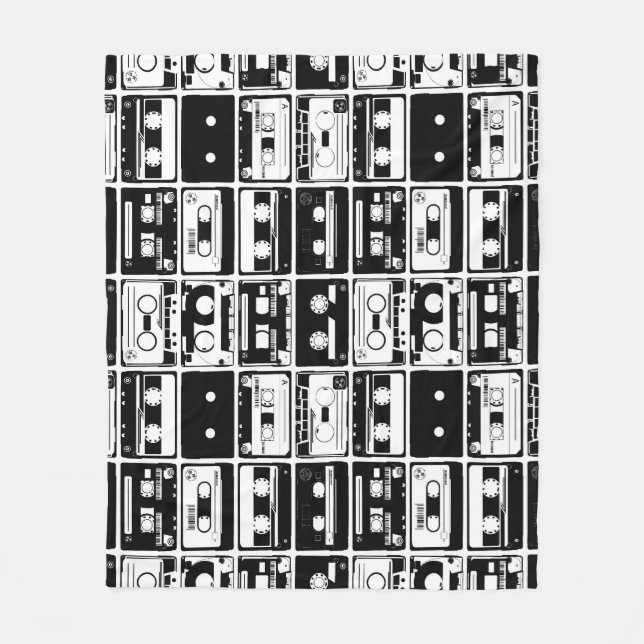 Retro-Audiobänder, altmodisches Muster. Fleecedecke (Vorderseite)