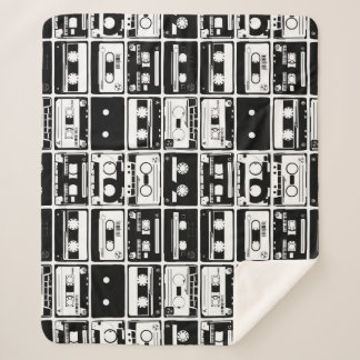 Retro-Audiobänder, altmodisches Muster. Sherpadecke