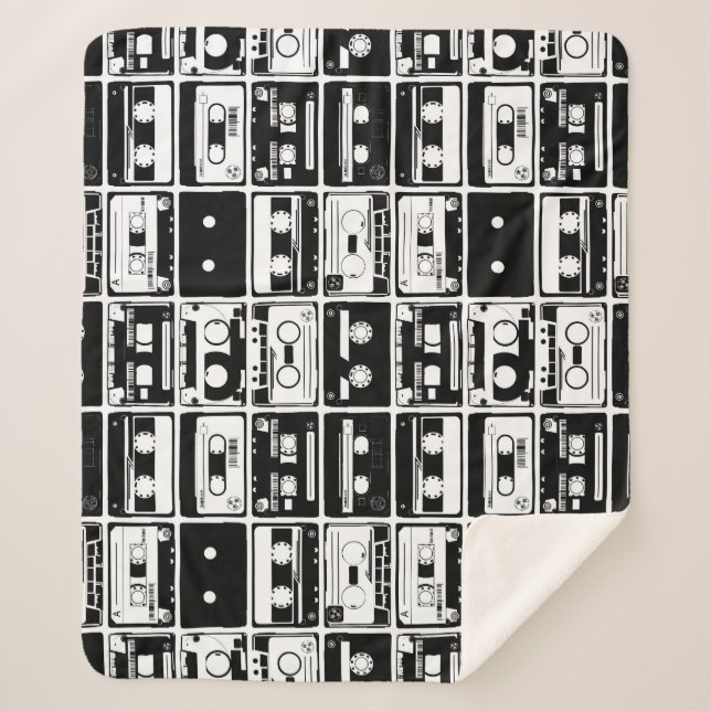 Retro-Audiobänder, altmodisches Muster. Sherpadecke (Vorderseite)