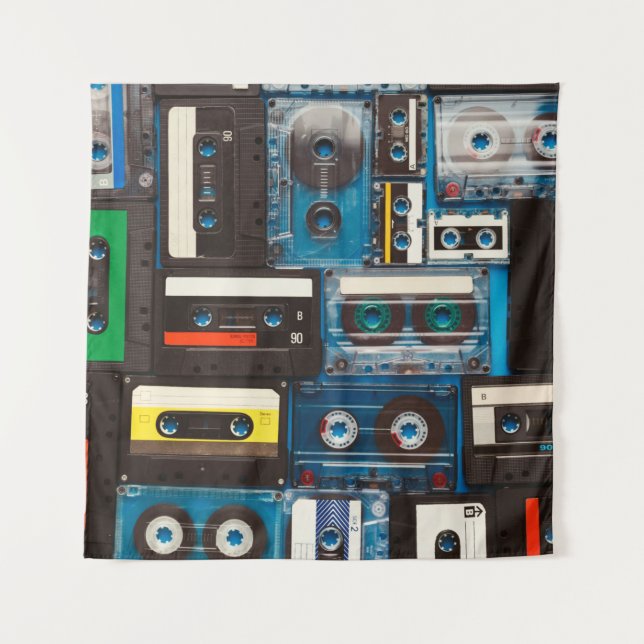 Retro-Audiokassetten Wandteppich (Vorderseite)