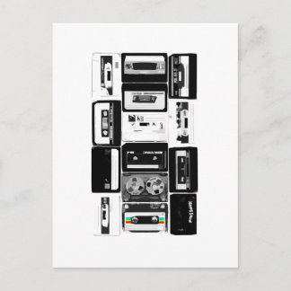 Retro-Audiokassettengruppe b&w Postkarte