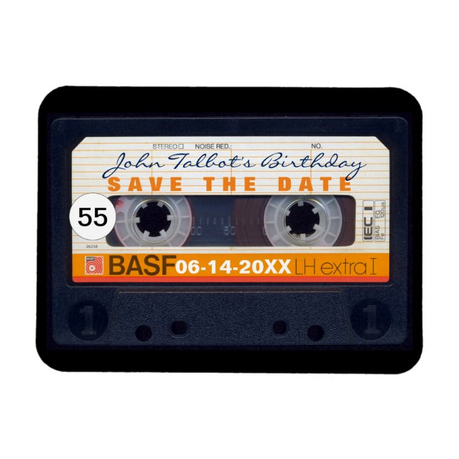 Retro Audiotape 55. Geburtstag Speichern Sie das D Magnet (Horizontal)