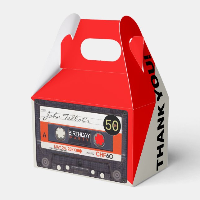 Retro Audiotape S 50. Geburtstag Danke GFB Geschenkschachtel (Vorderseite)