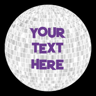Retro-Aufkleber Disco-Kugel mit beliebigem Text Runder Aufkleber